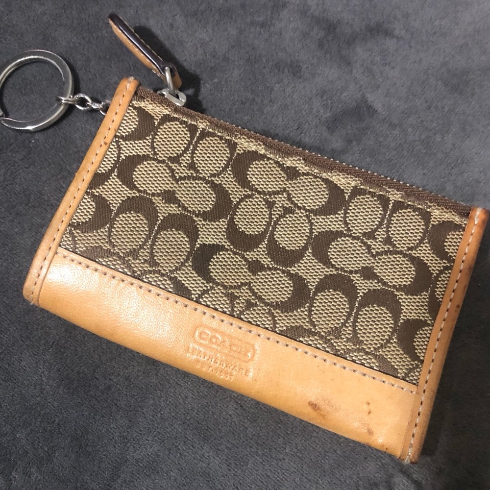 Coach Signature Brown and Tan Wallet